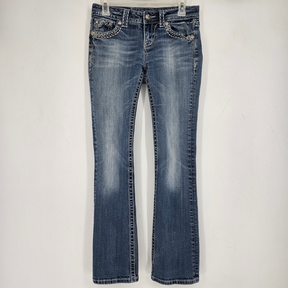 Miss Me Jeans Womens 26 Blue Easy Boot Embellished Y2k Pants Rhinestones Western